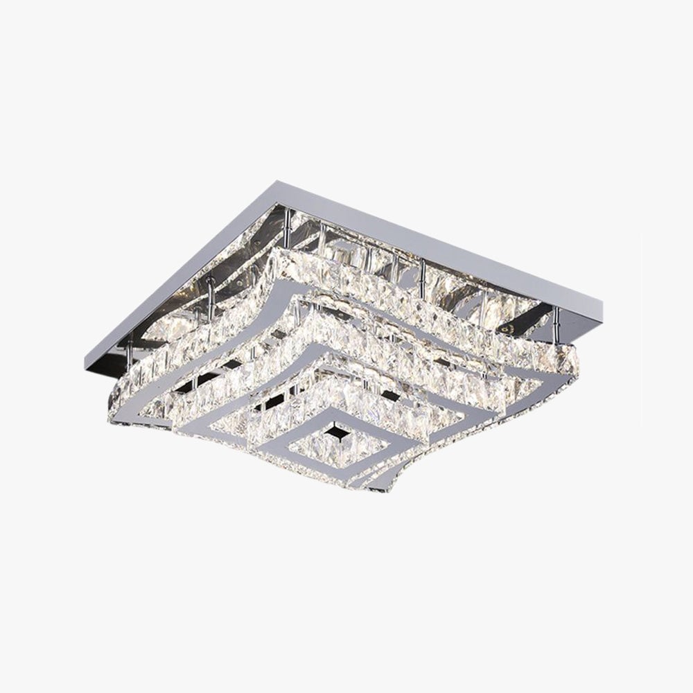 Kristy Luxury Square Metal/Glass Flush Mount Ceiling Light, Living Room - Lumpaz