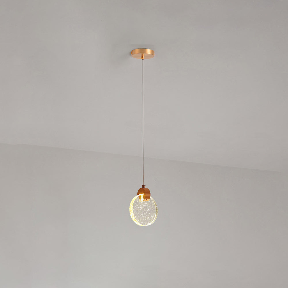 Kristy Minimalist Round  Metal/Crystal Chandelier, Gold - Lumpaz