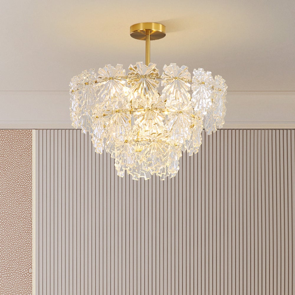 Marilyn Elegant Gold Pendant Light 3 Rings, Metal/Glass - Lumpaz