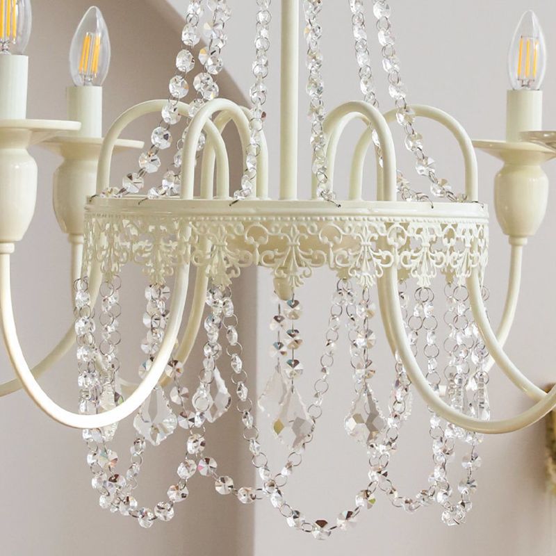 Silva Pendant Light Candle French, Crystal/Metal, White, Bedroom - Lumpaz