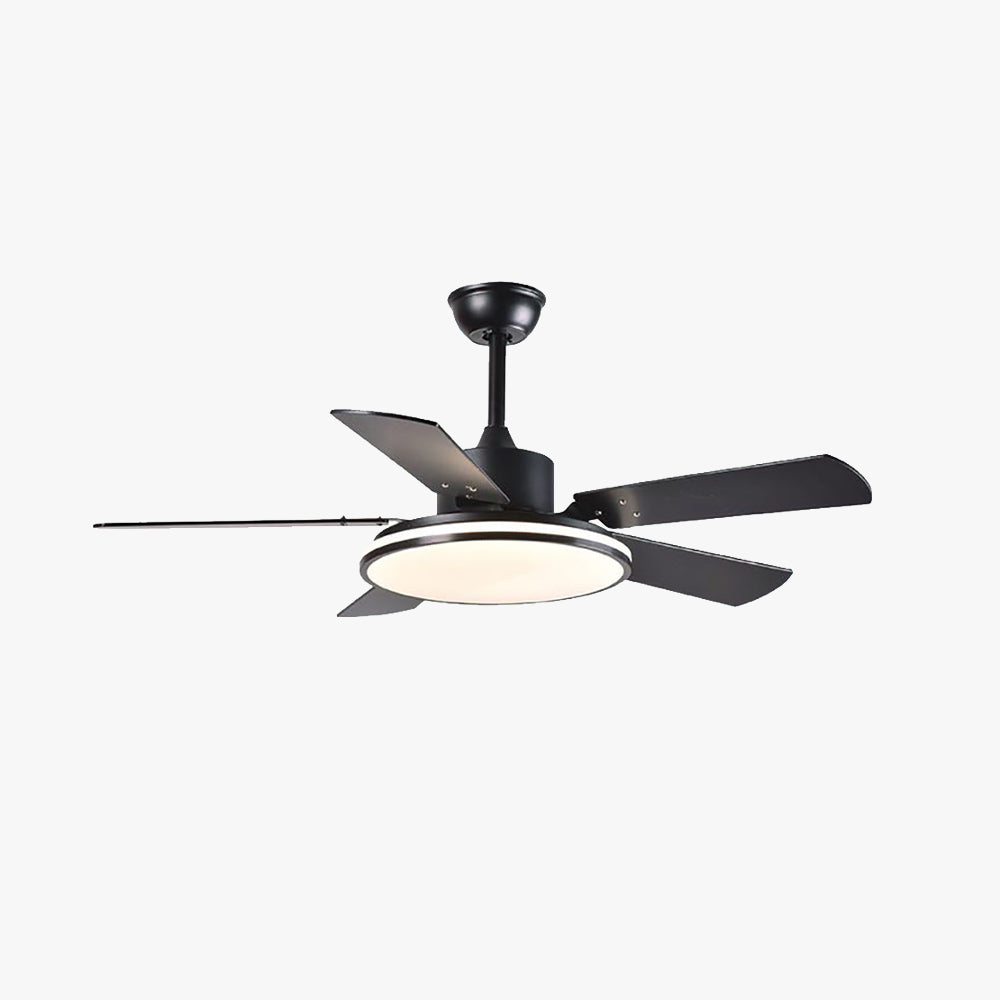 Haydn 5-Blade Modern Black DC Ceiling Fan with Light, Metal & ABS, 52'' - Lumpaz