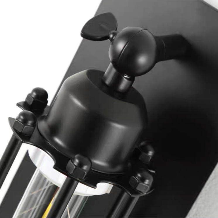 Orr Industial Rectangular Metal/Glass Wall Lamp, Black - Lumpaz