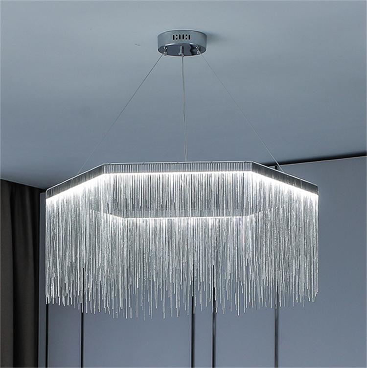 Colon Pendant Light Tassel Luxury, Chain Metal, Gold/Silver, Living Room - Lumpaz