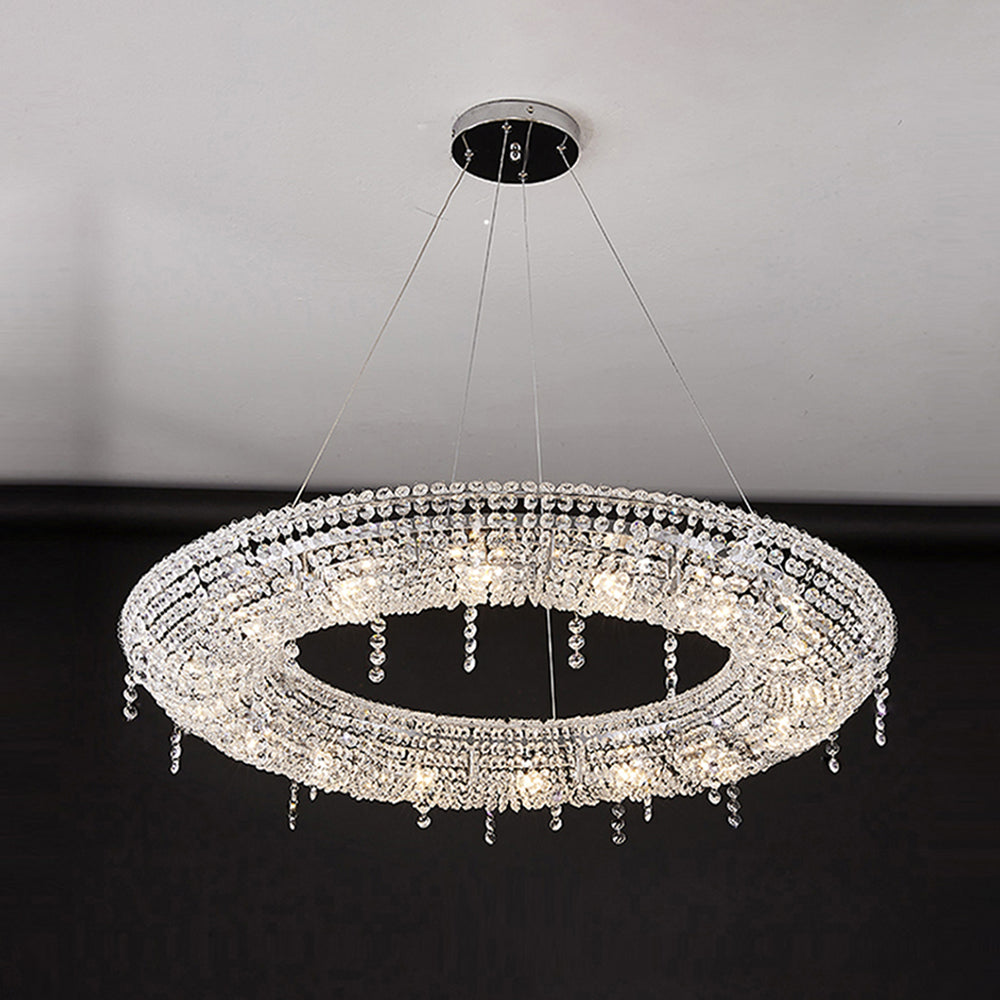 Kristy Luxury Round Crystal Pendant Light for Living Room/Dining Room - Lumpaz