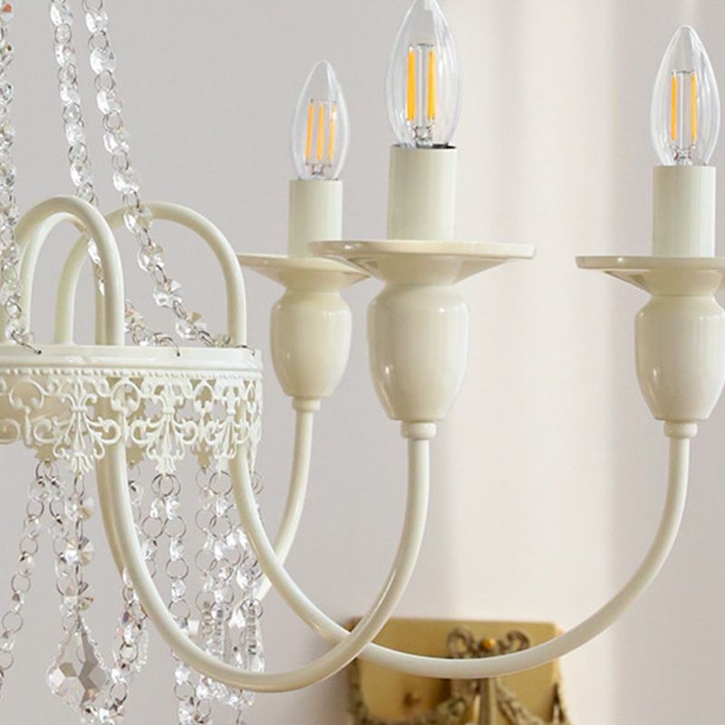 Silva Pendant Light Candle French, Crystal/Metal, White, Bedroom - Lumpaz