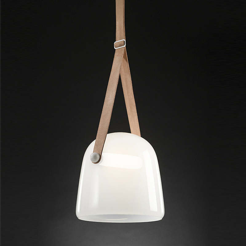 Modern Nordic Leather/Glass Pendant Light Gray/White Bedroom - Lumpaz