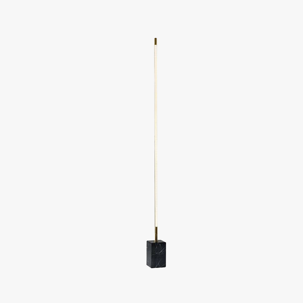 Edge Minimalist Linear Floor Lamp, Black/Gold, Metal/Marble - Lumpaz