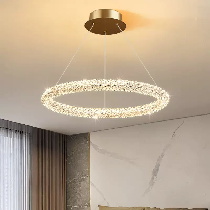 Kristy Art Deco Chandelier, Metal & Crystal, 1/2/3 Ring - Lumpaz