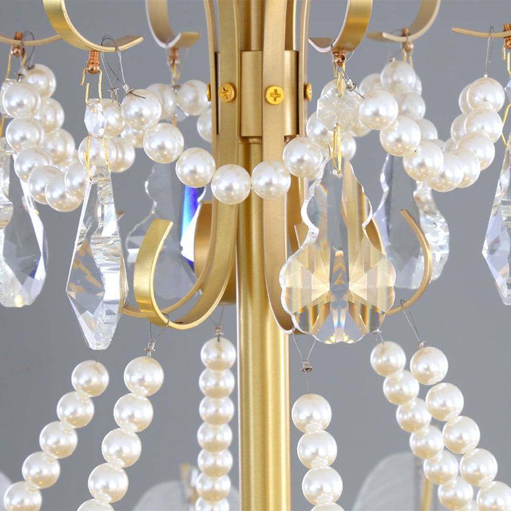 Kirsten Elegant Pearl/Glass/Metal Chandelier, White - Lumpaz