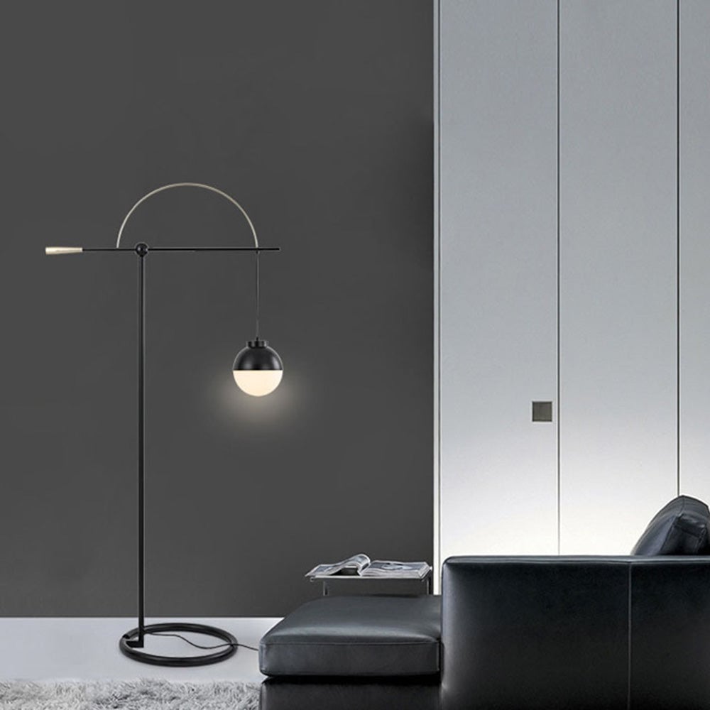 Valentina Modern Nordic Curved Bubble Metal/Glass Floor lamp, Black - Lumpaz