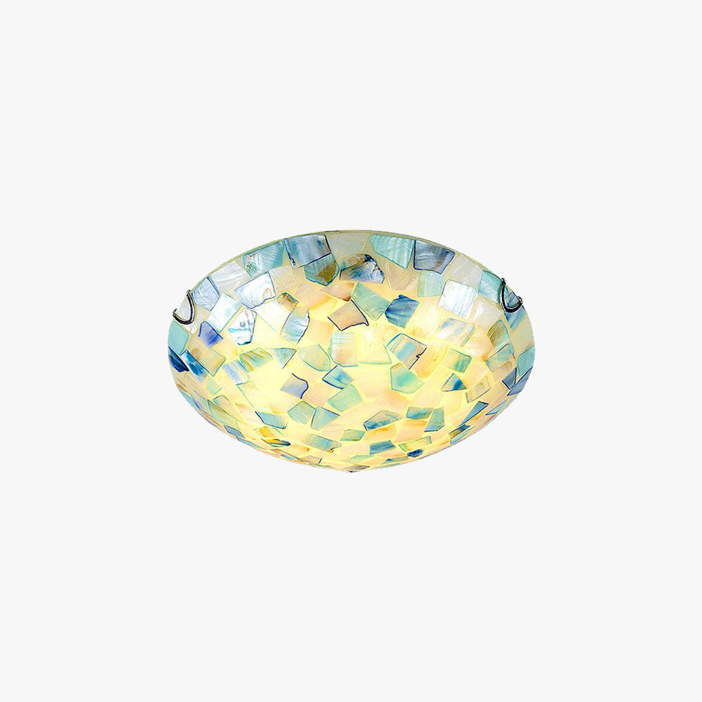 Morandi Modern Semi-Globe Metal/Shell LED Flush Mount Ceiling Light White/Blue/Orange - Lumpaz