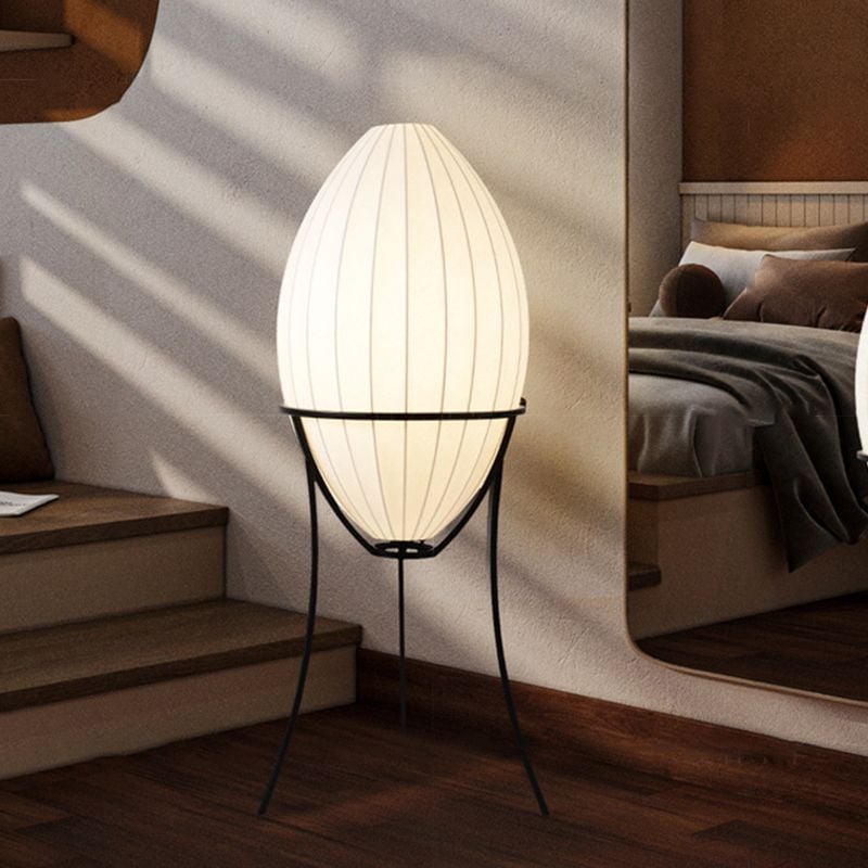 Renée Modern Egg Shaped Fabric & Metal Floor Lamp - Lumpaz