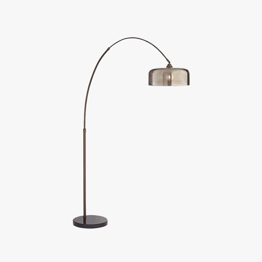 Hailie Retro Brown Curved Floor Lamp, Metal - Lumpaz