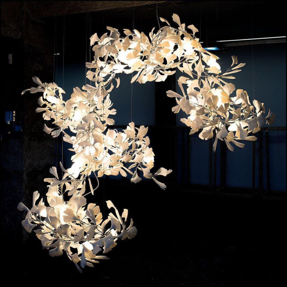 Olivia Modern Leaf Chandelier Metal/Ceramic Bedroom/Living Room - Lumpaz