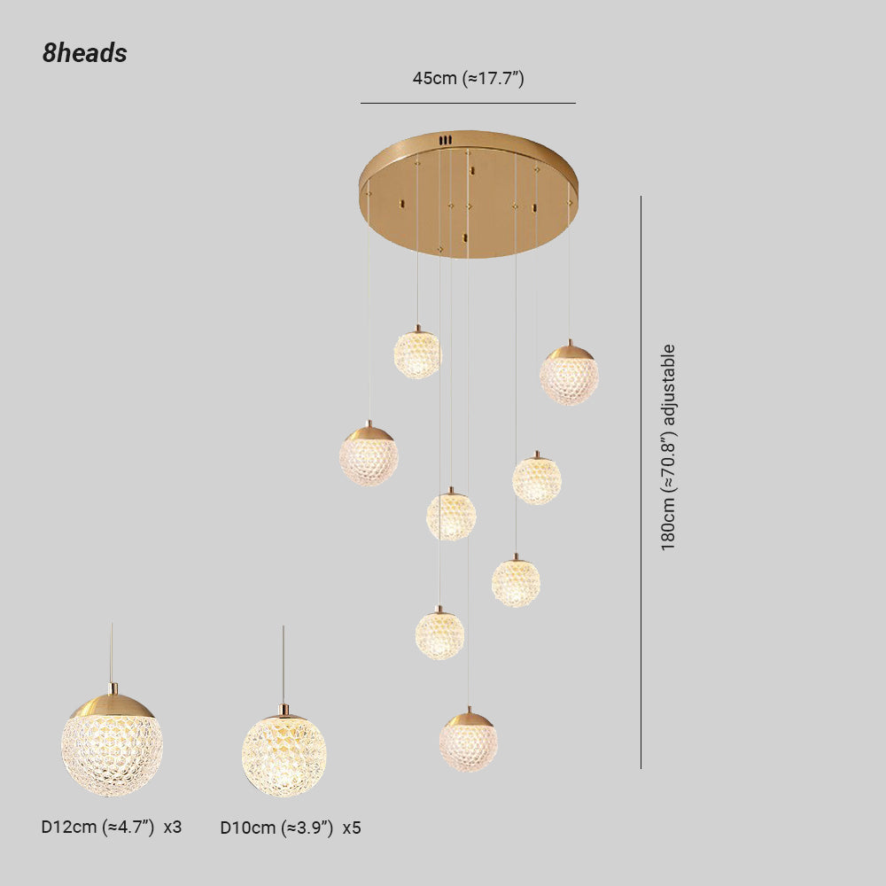 Jibril Multi Staircase Modern Art Deco Pendant Light, Gold - Lumpaz
