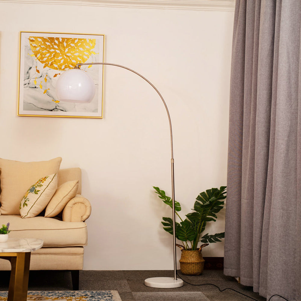 Salgado Floor Arc Lamp, Tall Floor Light, Modern, Orange/ White - Lumpaz