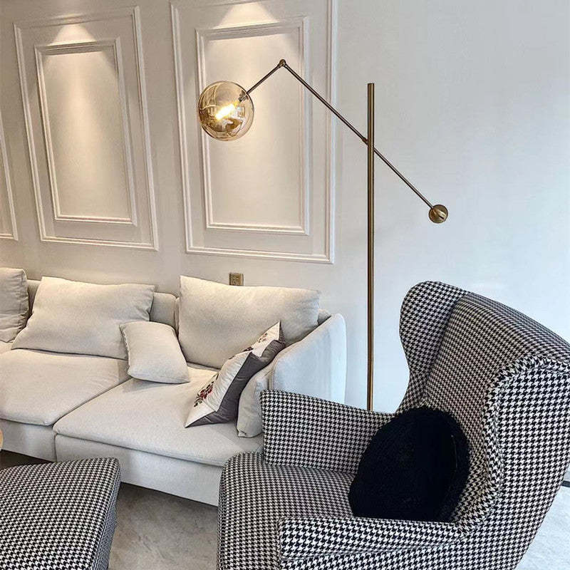 Valentina Artistic Geometric Arc Metal Floor Lamp Black/Blue - Lumpaz