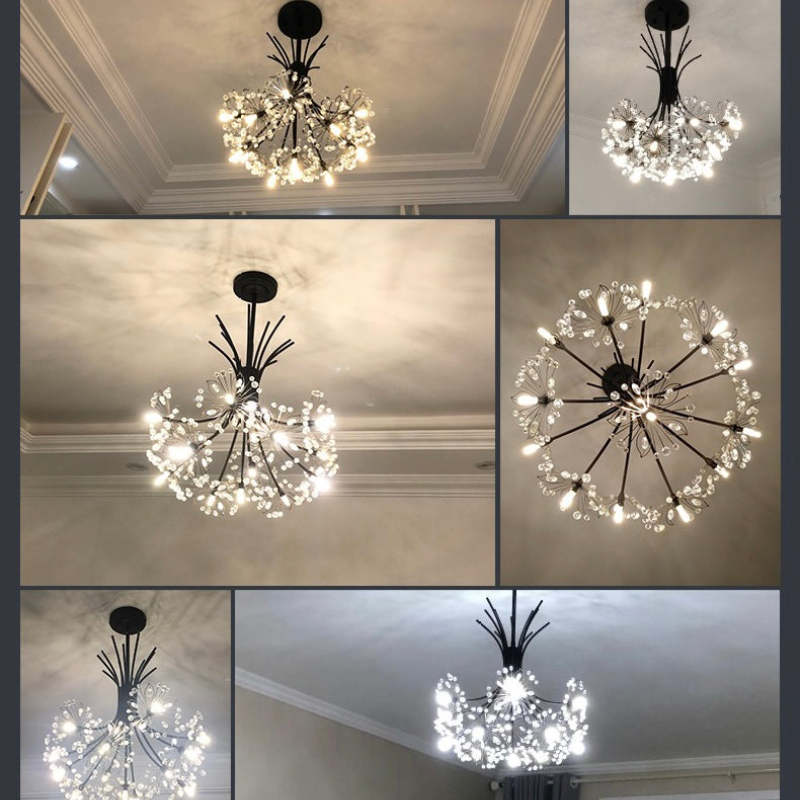 Lily Modern Art Deco Crystal Sputnik Chandelier, Black/Gold - Lumpaz