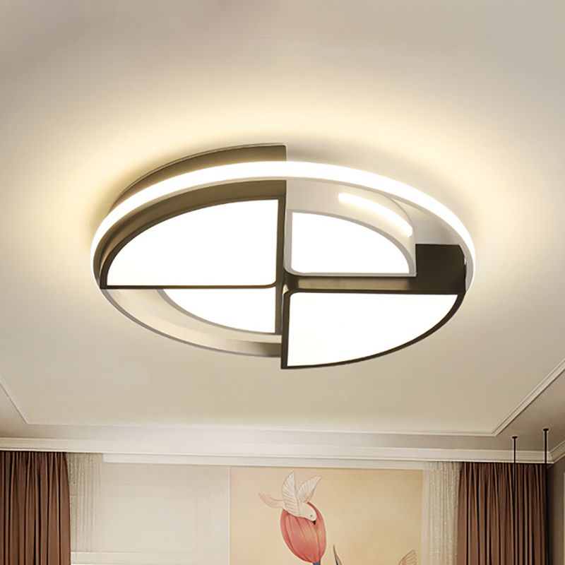 Quinn Modern Round Flush Mount Ceiling Light, Black&White - Lumpaz