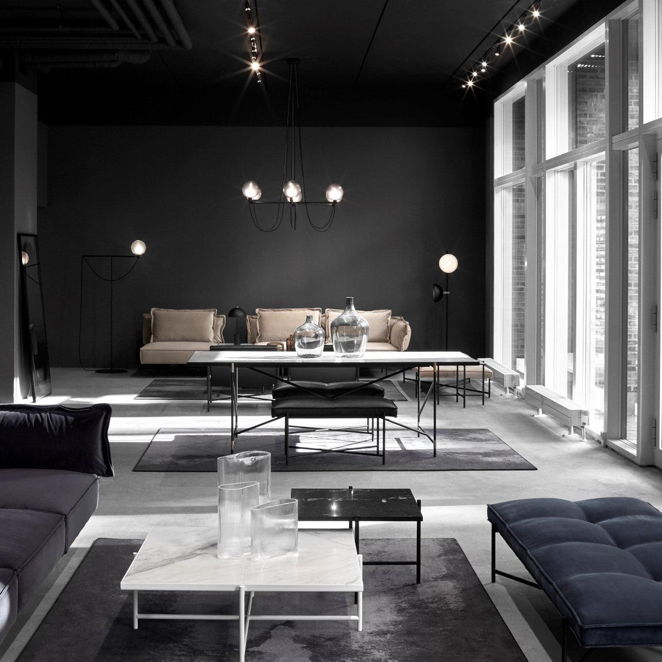 Valentina Nordic Modern Glass Ball Chandelier, Smoke Gray/Blue - Lumpaz