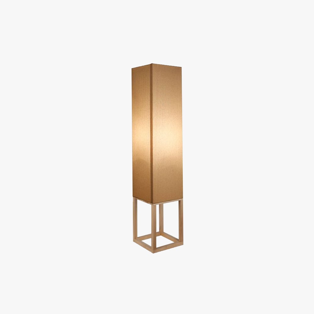 Ozawa Retro Rectangular Floor Lamp, Wood & Fabric, Bedroom - Lumpaz