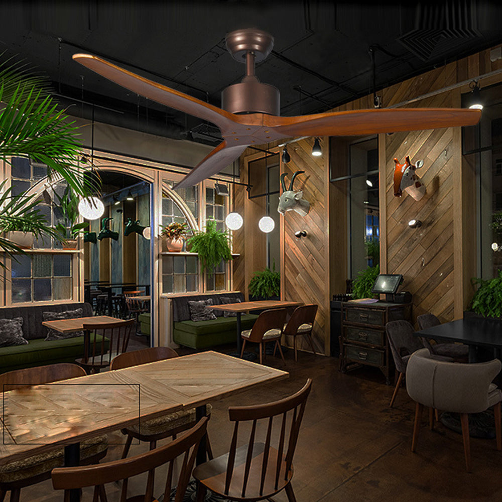 Walters 3-Blade Industrial Black DC Ceiling Fan, Metal & ABS, Summer, 52'' - Lumpaz