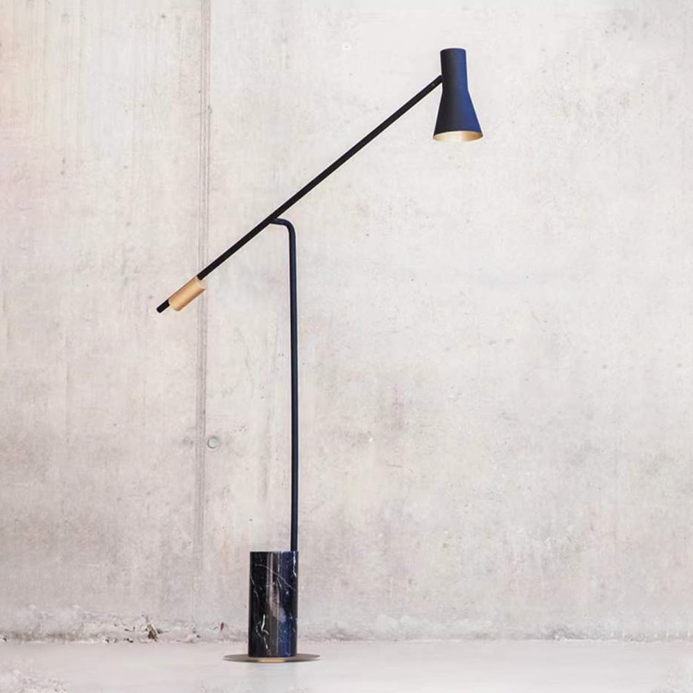 Carins Modern Nordic Minimalistic Floor Lamp, Marble & Metal, Black - Lumpaz