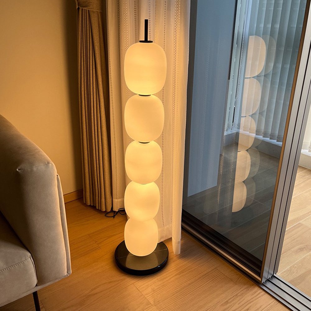 Valentina Modern Lantern Glass Floor Lamp, White, Living Room - Lumpaz