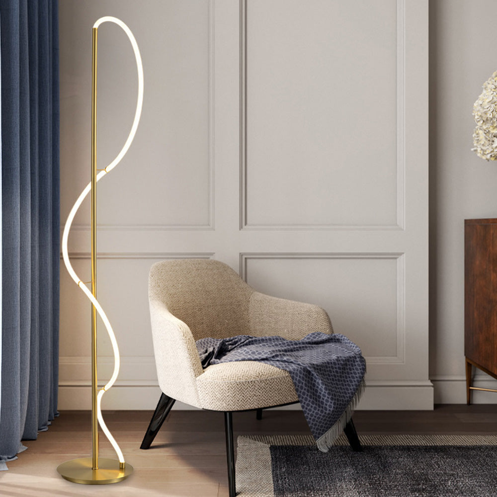 Modern Minimalis Linear Floor Lamp/Table, Brass - Lumpaz