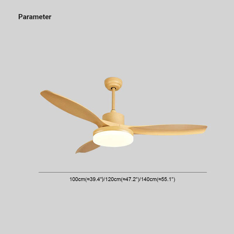 Ozawa 3-Blade Wood & Gray Basic DC Ceiling Fan with Light, 39.4''/47.2''/55.1'' - Lumpaz