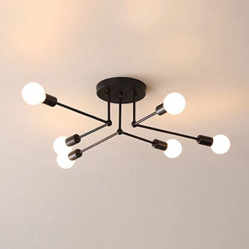 Valentina Flush Mount Ceiling Lights Linear Industrial, Metal/Glass, Bedroom - Lumpaz