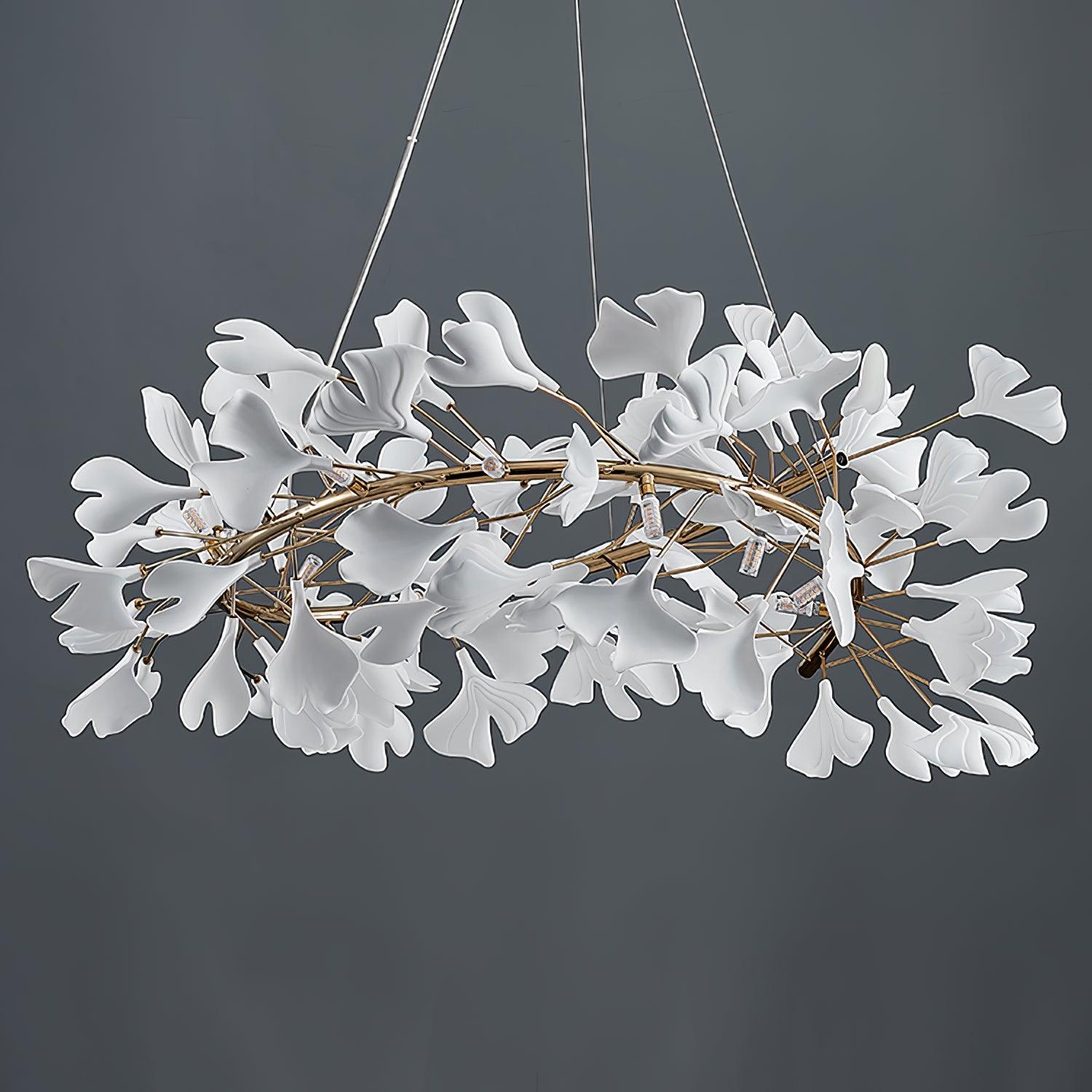 Olivia GinkLuxe Modern Golden LED Chandelier, Metal & Ceramic - Lumpaz