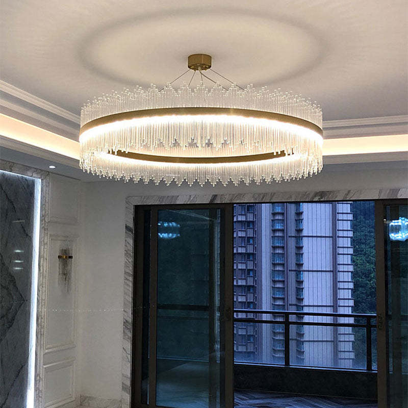 Marilyn Modern Round/Rectangular Chain Chandelier, Gold - Lumpaz