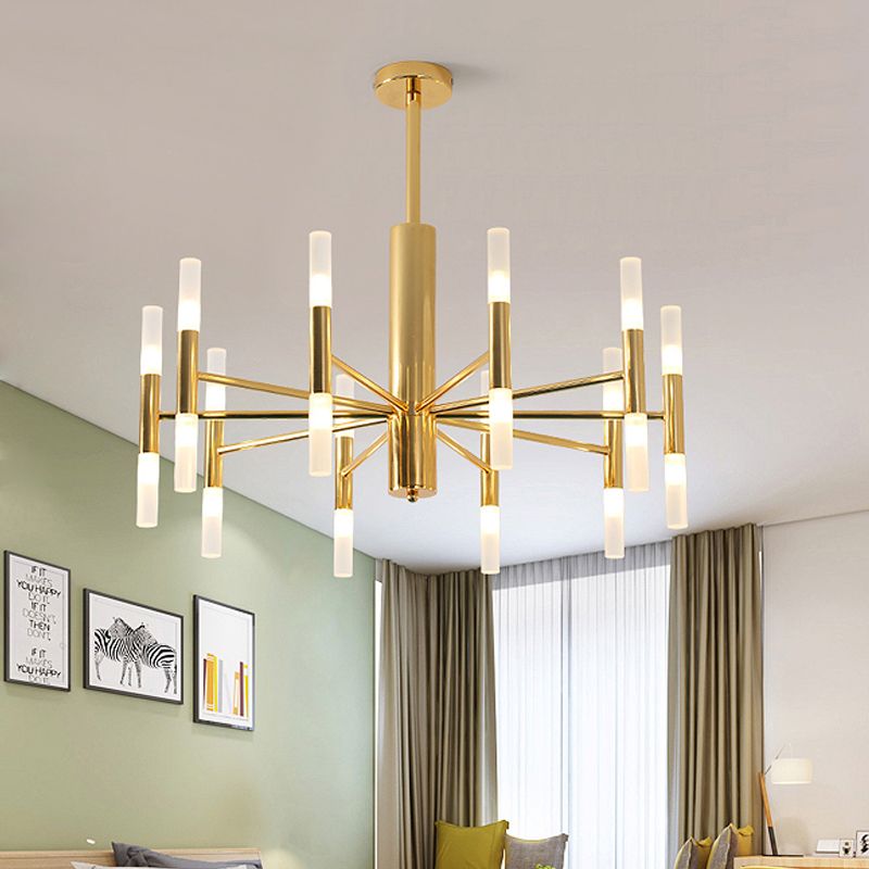 Marilyn Modern Cylindrical Metal Chandelier, Gold - Lumpaz