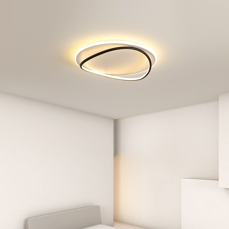 Quinn Flush Mount Ceiling Light Ring Modern, Black/White, Dining Room - Lumpaz