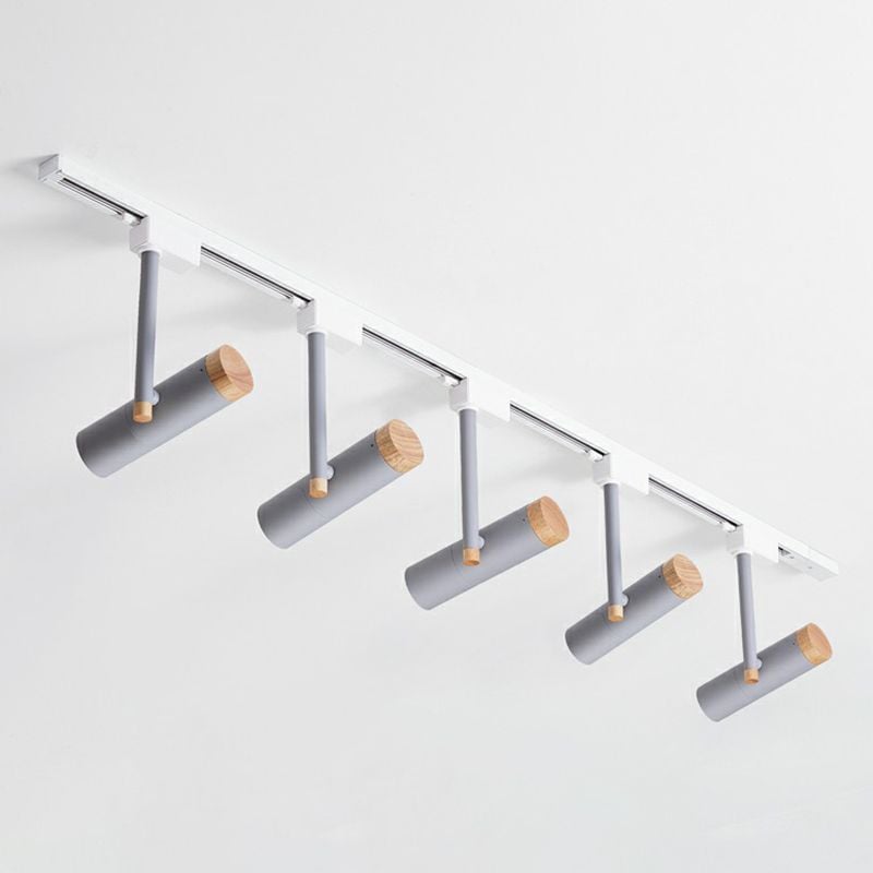 Freja Nordic Minimalist Flush Mount Spotlight with Wood Cap, Black/White/Gray - Lumpaz