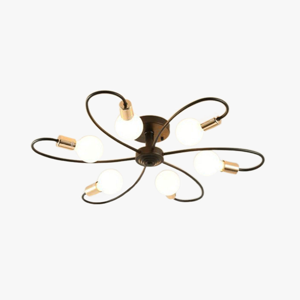 Valentina Modern Metal Flush Mount Ceiling Light, Black/Gold - Lumpaz