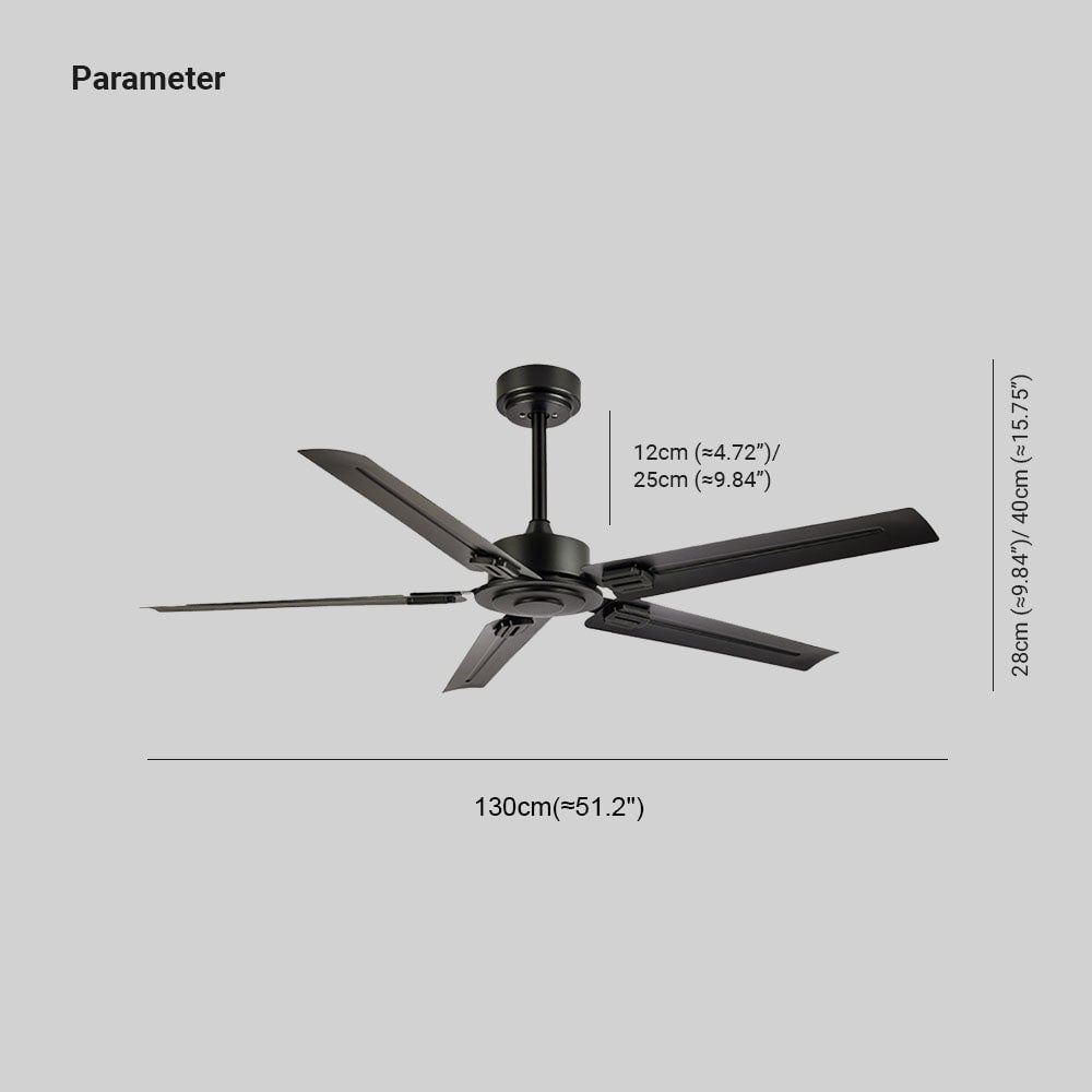 Alessio 5-Blade Industrial  DC Ceiling Fan, Black, Summer, 51'' - Lumpaz