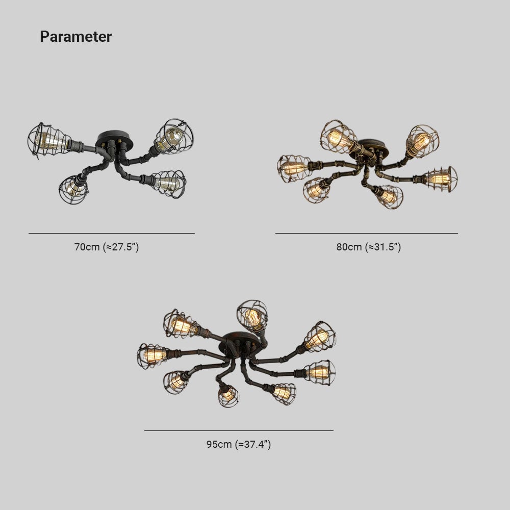 Alessio Industrial Flush Mount Ceiling Light, Black/Brass - Lumpaz