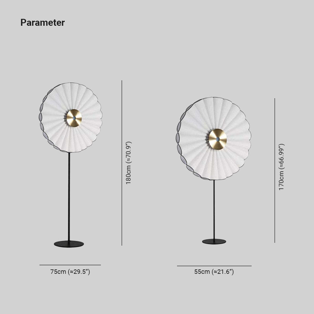 Chan Flower Metal/Artificial Paper Floor Lamp, White/Blue - Lumpaz