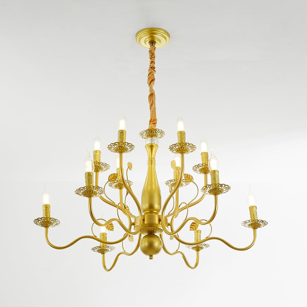 Marilyn Antique Candle Crystal/Metal Chandelier, Black/Gold - Lumpaz