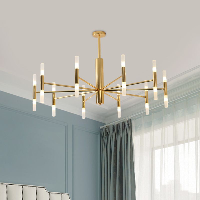 Marilyn Modern Cylindrical Metal Chandelier, Gold - Lumpaz