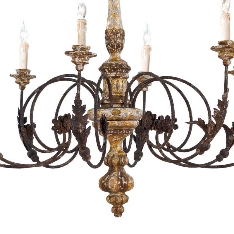 Silva Large Retro Creative Chandelier Brown Wood Metal Living Room - Lumpaz