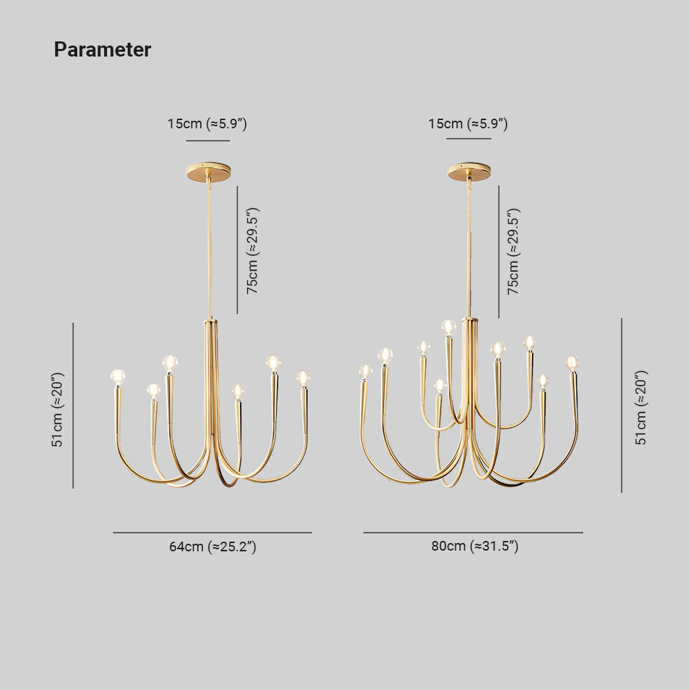 Hailie Modern Minimalist Chandelier Dinning Room, Black/Gold - Lumpaz