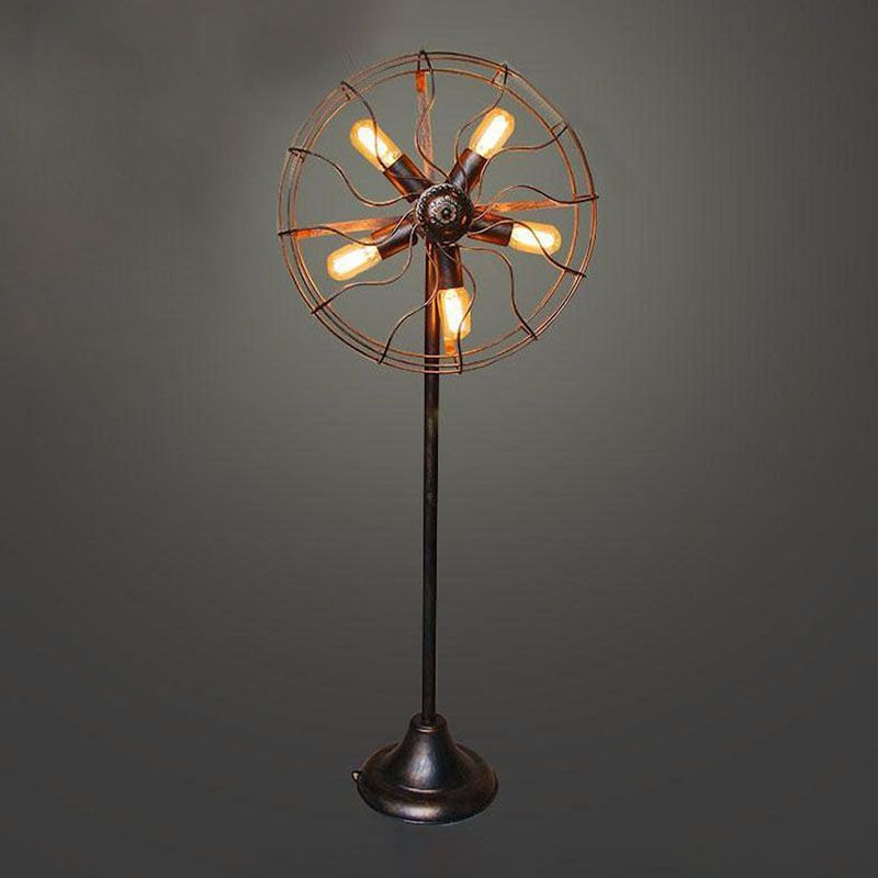 Alessio Creative Vintage Scalloped Design Metal Floor Lamp, Brown - Lumpaz