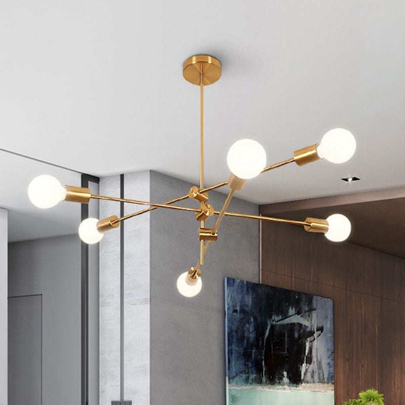 Valentina Modern Globe Metal/Glass Chandelier, Black/Gold - Lumpaz