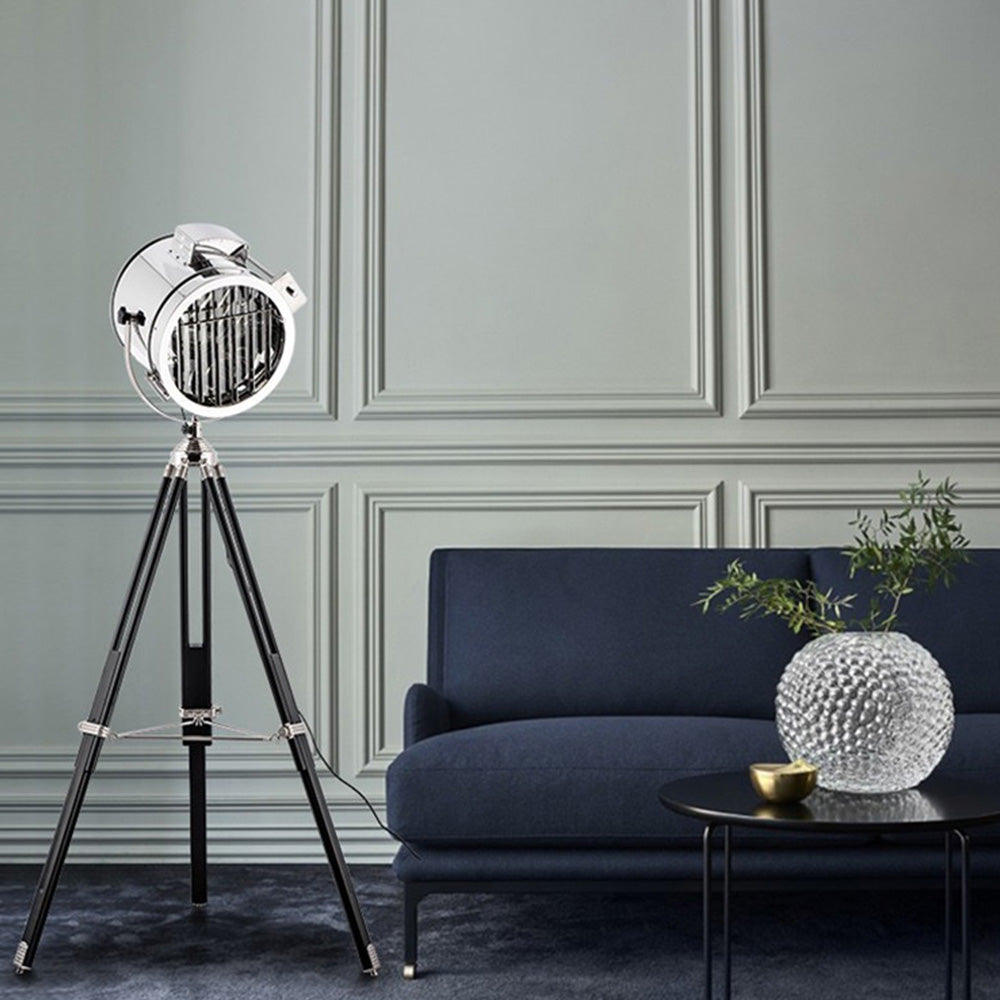 Salgado Retro Tripod Metal Floor Lamp, Silver, Bedroom/Study - Lumpaz