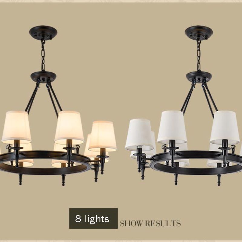 Alessio Vintage Ring Metal/Fabric Chandelier, Black/Copper - Lumpaz