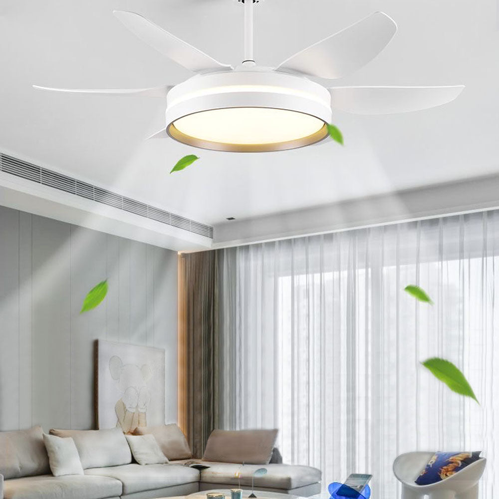 Haydn 6-Blade Basic Modern DC Ceiling Fan with Light, White, 51'' - Lumpaz