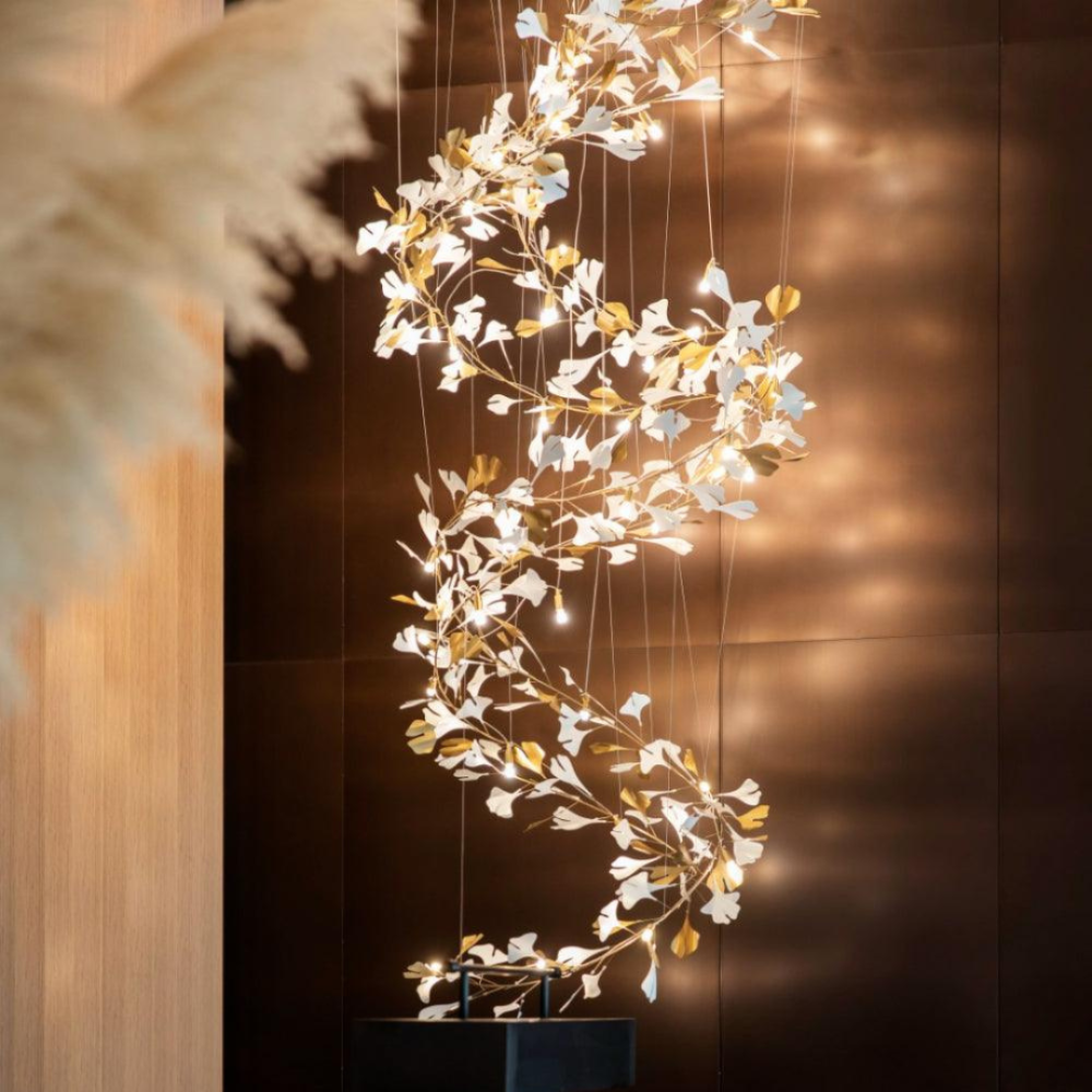Olivia Modern Leaf Chandelier Metal/Ceramic Bedroom/Living Room - Lumpaz